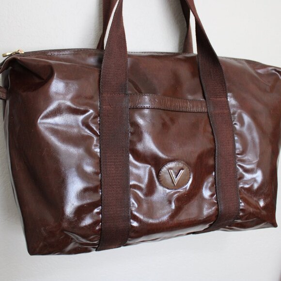 Vintage Mario Valentino Soft PVC Monogram Foldable Overnight Travel Tote Bag - Picture 2 of 14